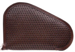 3D Belt Company PI204 Brown Pistol Case with Basket Weave Embossed Leather